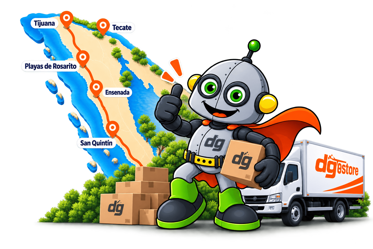 Cobertura de rutas DGstore en Baja California